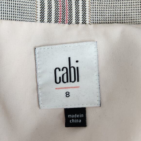 SALE CAbi Sleuth #5470 Gray Pink Plaid Double Breasted Blazer Women's Size 8 - Picture 5 of 8